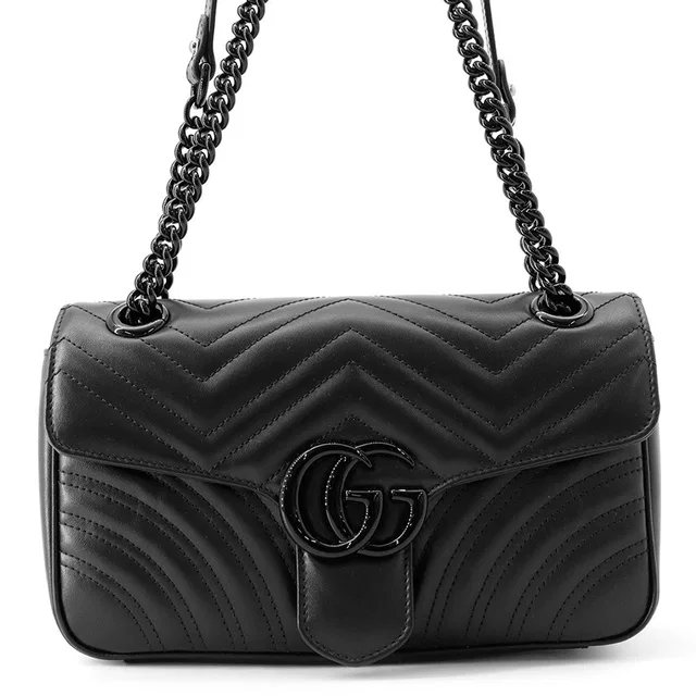 Gucci GG Marmont ChainShoulder Bag Black443497 DTDFV 1000 Leather Size Small in Leather from GALLERY RARE
