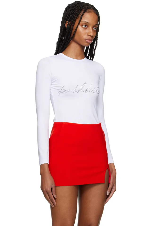 Pushbutton White Crystal Long Sleeve T-Shirt, photo 2 of 5 from SSENSE