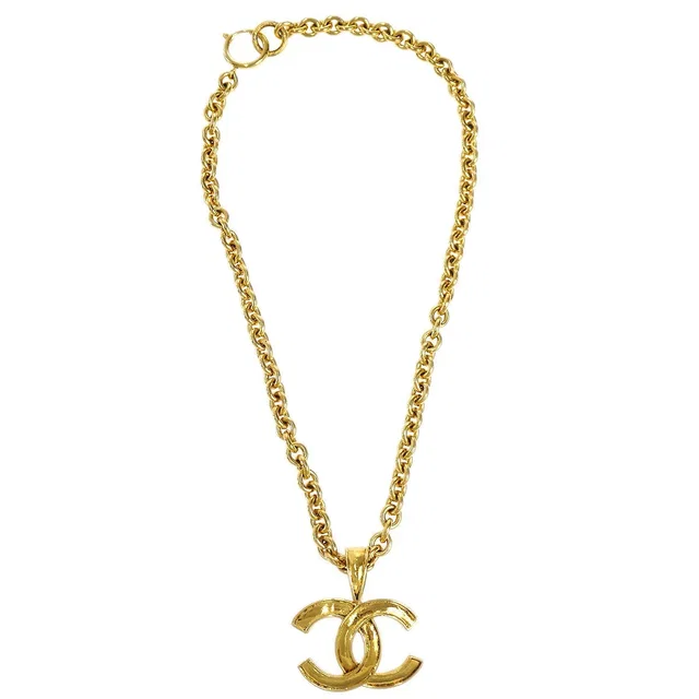 Chanel 1994 CC Gold Chain Pendant Necklace in Gold from AMORE Vintage Tokyo