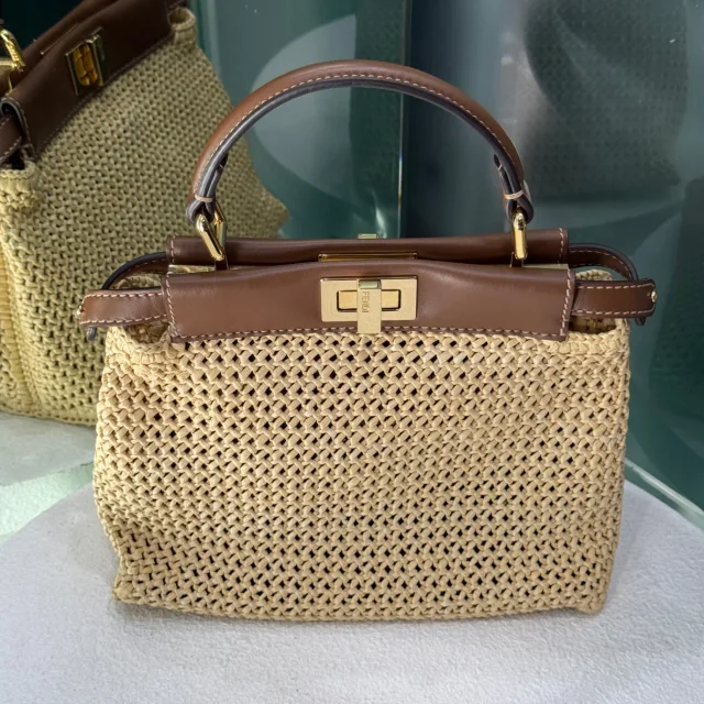 Fendi Peekaboo Mini Woven Raffia in Woven leather from Revivre