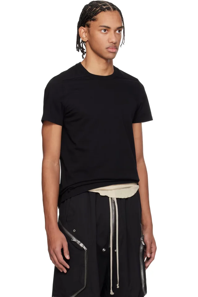 Rick Owens Black Temple Short Level T-shirt, photo 2 of 4 from SSENSE