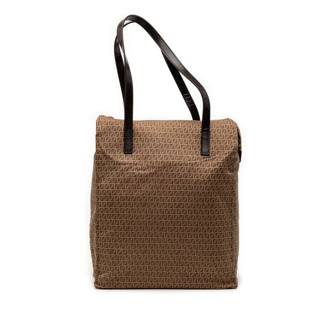 Brown Fendi Micro Zucchino Nylon Tote in Brown Nylon from Designer Revival