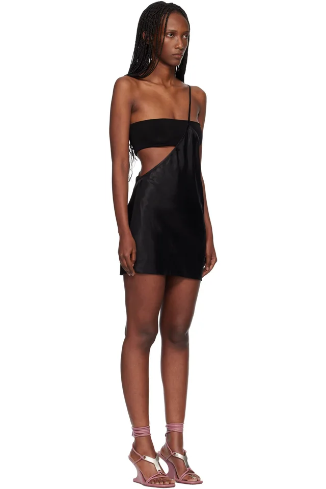 Rick Owens Black Temple Bias Strap Minidress, photo 2 of 4 from SSENSE