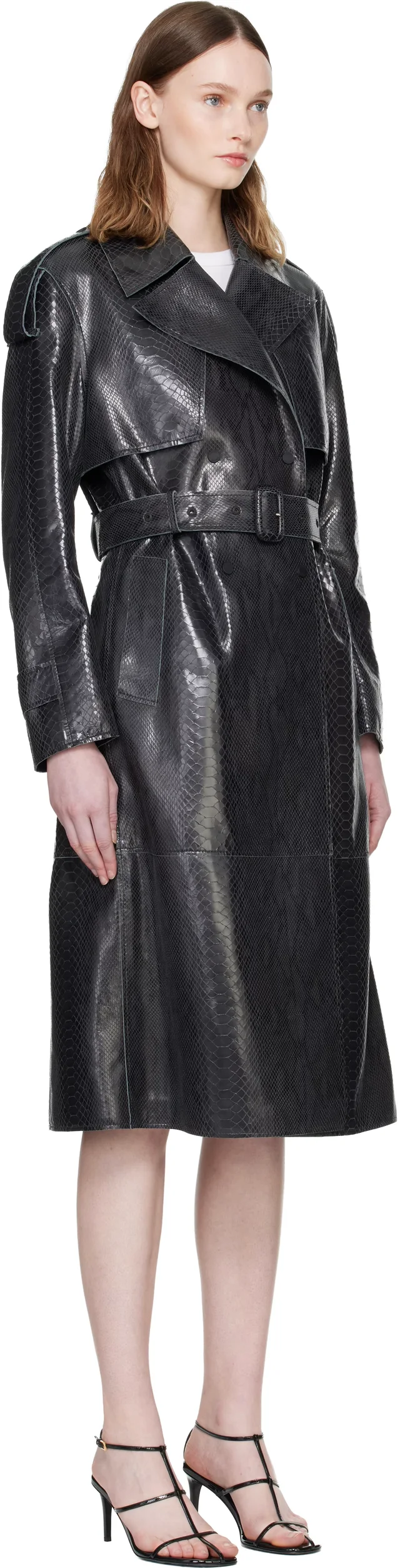 MACKAGE Black CARMELA-SNK Snake Pattern Leather Coat, photo 6 of 7 from SSENSE