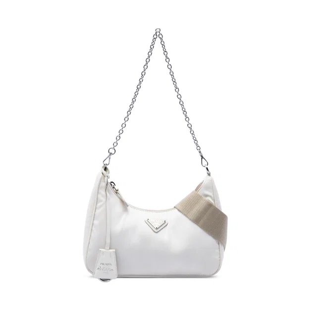 White Prada Tessuto Re-Edition 2005 Satchel in White Nylon from Designer Revival