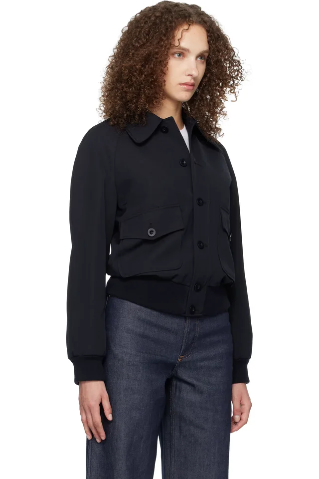 A.P.C. Navy Raglan Bomber Jacket, photo 2 of 4 from SSENSE