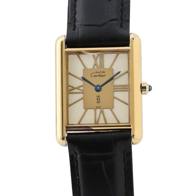 Cartier Must Tank LM Vermeil 6 Watch Ivory Dial in White Crocodile from The Reluxe