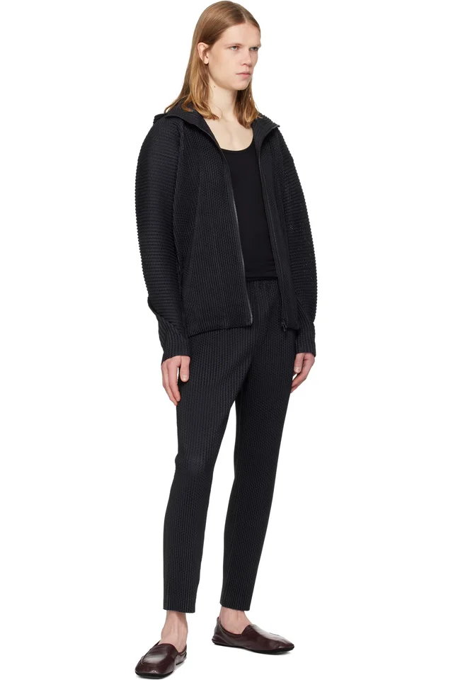 HOMME PLISSÉ ISSEY MIYAKE Black Wickerwork Mesh Jacket, photo 4 of 4 from SSENSE