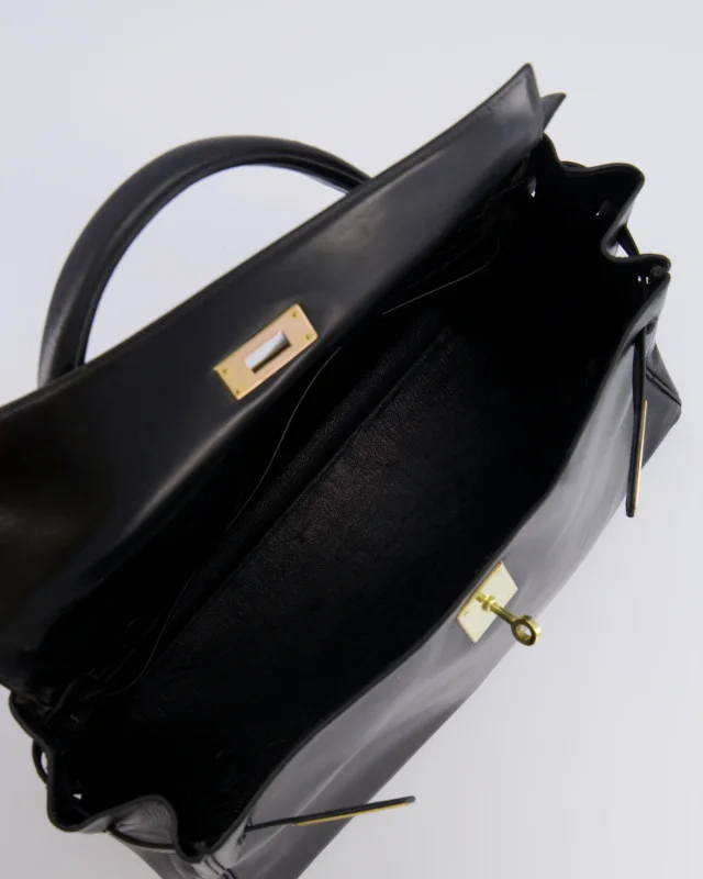 Hermès Vintage Kelly 32 Retourne Bag in Black Box leather from Sellier, photo 20 of 22