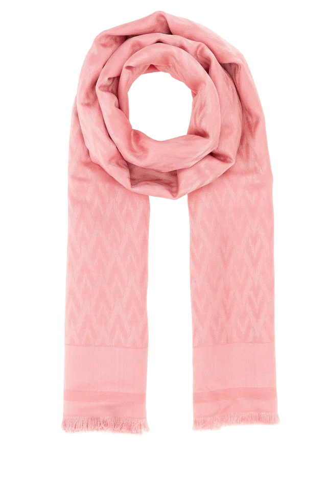Valentino Garavani Toute Scarf — Pink Exterior: Silk Wool Scarfs in Pink Silk from HEWI