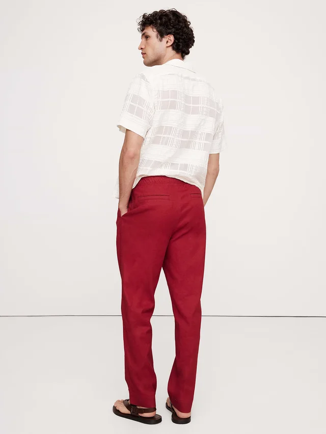 Banana Republic Italian Linen-Cotton Pull-On Pant in Deep Red, photo 2 of 4 from Banana Republic (US)