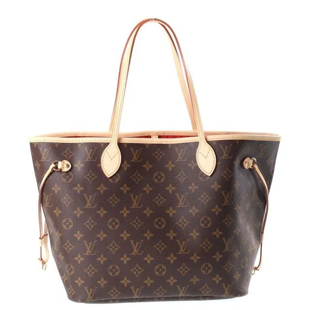 Louis Vuitton Monogram Neverfull MM Tote Bag Brown Leather in Brown Leather from The Reluxe