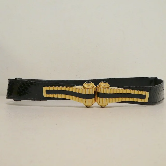 Judith Leiber Snakeskin Adjustable Belt Onyx Belt One Size Gold in black from Poshmark