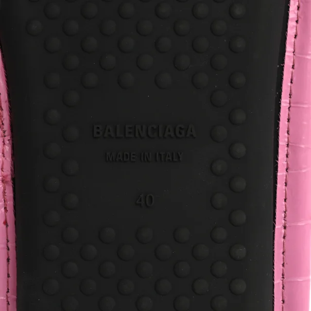 Balenciaga Logo Crocodile Embossed Slides 40 Fuxia in Calfskin from FASHIONPHILE, photo 8 of 10
