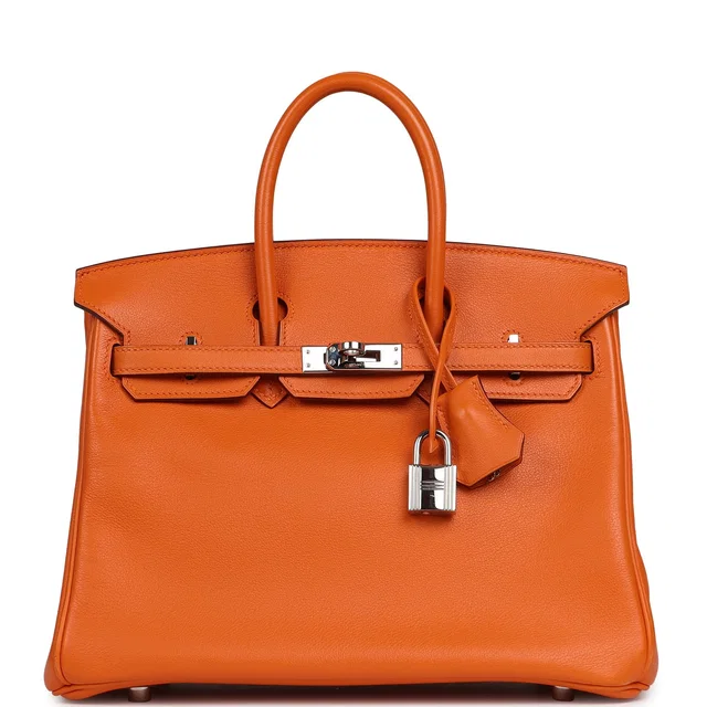 Hermès Birkin 25 Orange Swift Palladium Hardware in Orange Swift leather from Madison Avenue Couture
