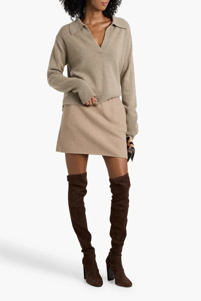 Max Mara Onagro Wool-Blend Felt Mini Skirt in Sand, photo 2 of 4 from THE OUTNET