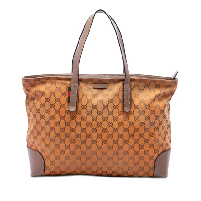 Orange Gucci GG Canvas Web Tote in Orange Canvas from Designer Revival