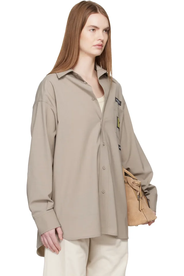 MM6 Maison Margiela Taupe Tailored Wool-Blend Shirt, photo 2 of 4 from SSENSE
