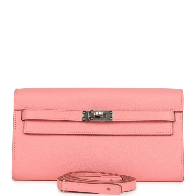 Hermès Kelly Wallet To Go Rose Confetti Epsom Palladium Hardware in Pink Epsom leather from Madison Avenue Couture