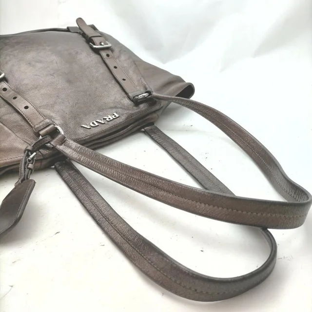 Prada Brown Leather Shopper Tote Bag in Brown Leather from Bagriculture