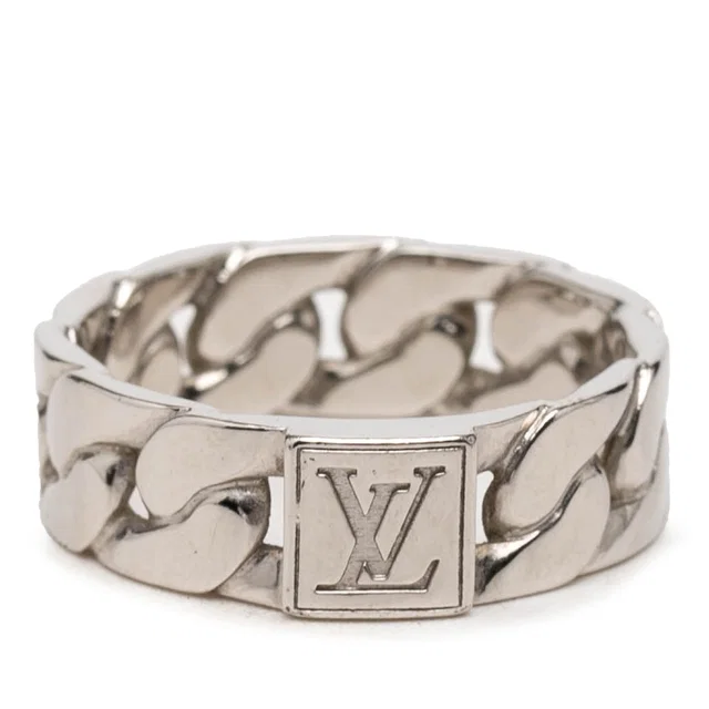 Silver Louis Vuitton Brass Mosaic Chain Ring in Silver from Designer Revival