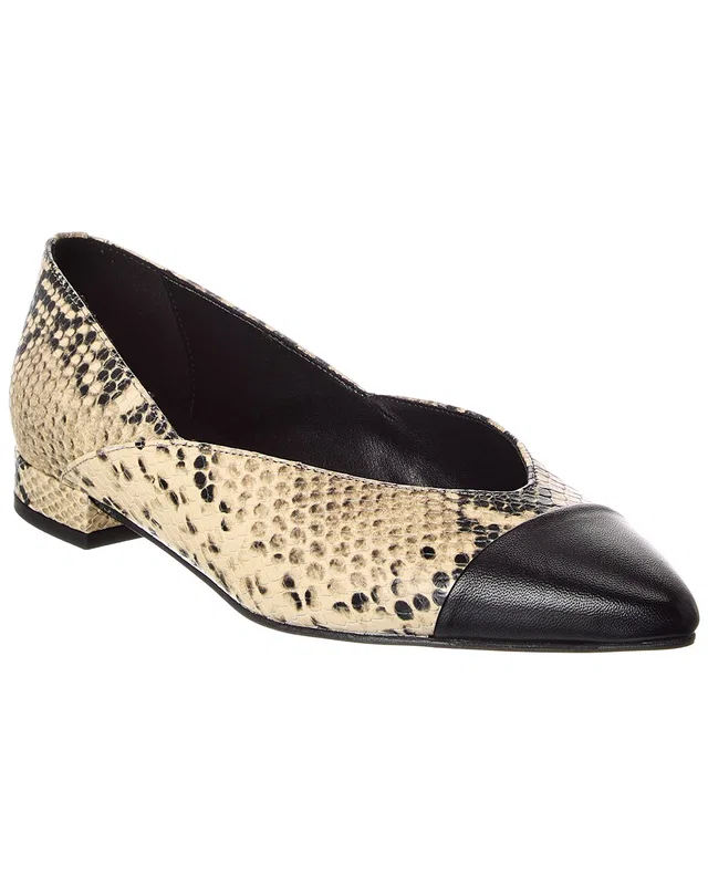 M by Bruno Magli Parma Snake-Embossed Leather Flat, image 1 of 1 from Gilt