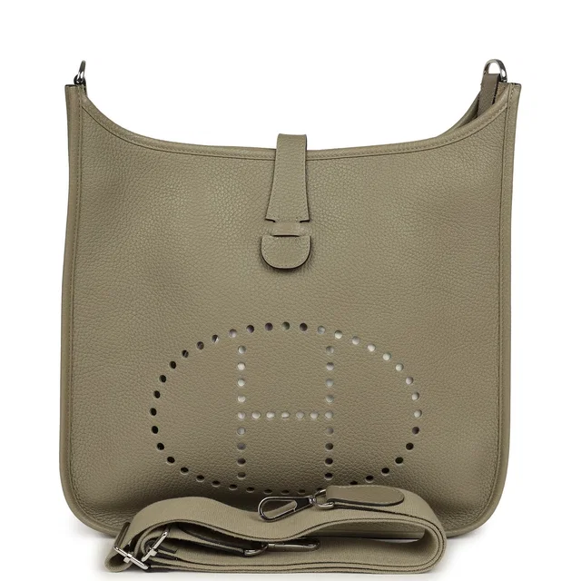 Hermès Evelyne III GM Sauge Clemence Palladium Hardware in Clemence leather from Madison Avenue Couture