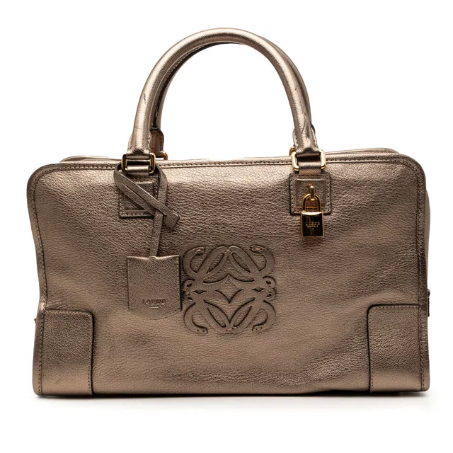 Gold LOEWE Metallic Goatskin Amazona 36 Handbag in Gold Goatskin from Designer Revival