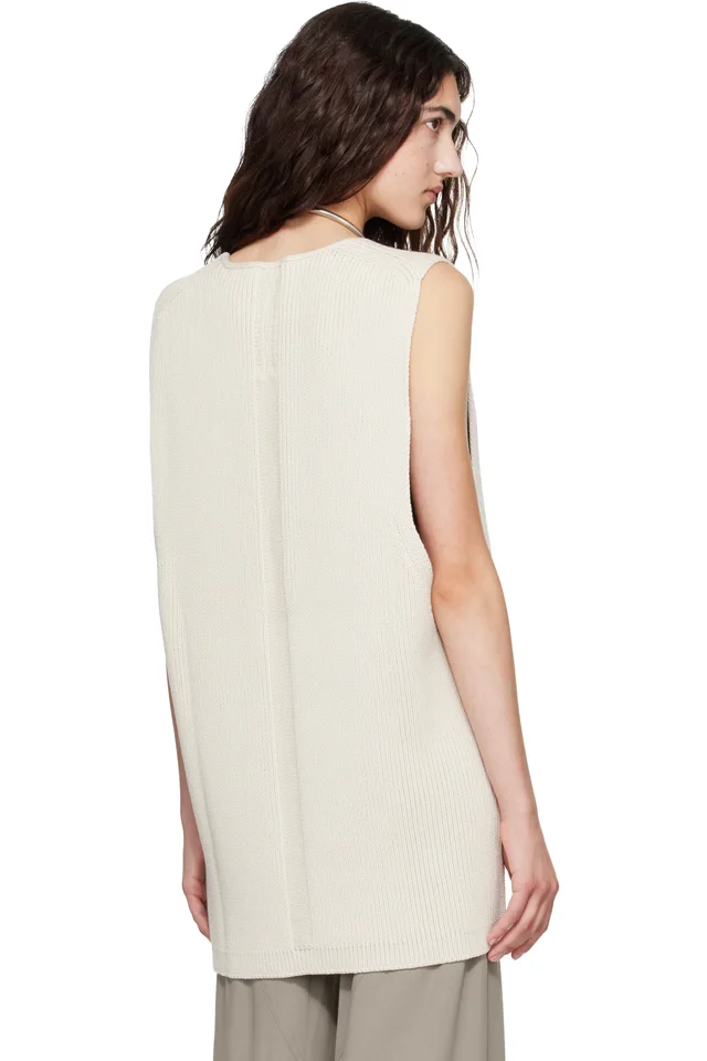 Rick Owens Off-White Tower Wool Knit V Neck Vest, photo 3 of 4 from SSENSE