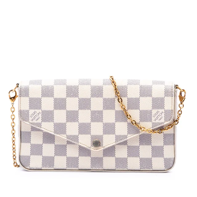 White Louis Vuitton Damier Azur Pochette Felicie Crossbody Bag in White Canvas from Designer Revival, photo 1 of 1