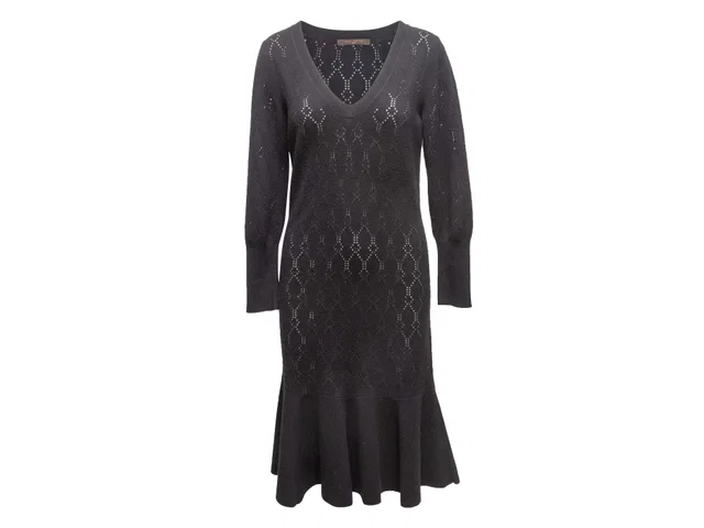 Black Louis Vuitton Open Knit Long Sleeve Dress Size US S in Black from Designer Revival