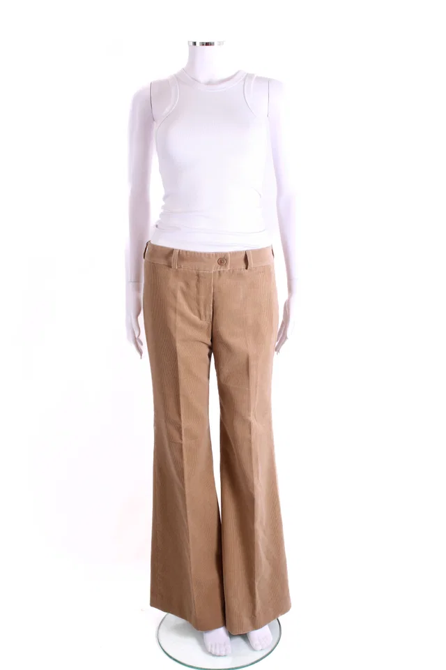 Chloé Cord Flare Trousers Beige 10 in Beige from Luxury Promise