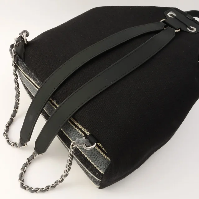 Chanel Dauville backpack, black, made around 2018 in Black Canvas from VINTAGE QOO TOKYO, photo 12 of 14
