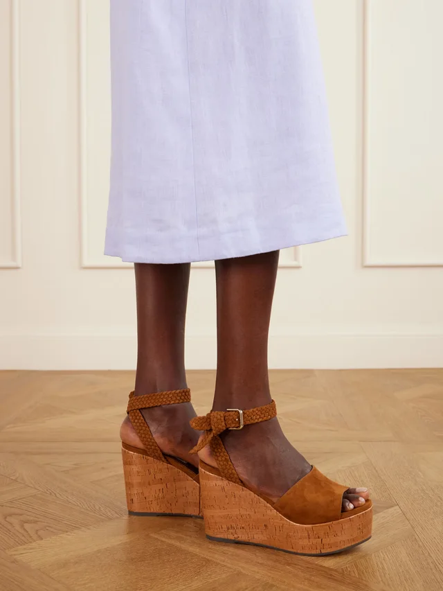 JIMMY CHOO Jori suede wedge sandals in Beige, photo 2 of 2 from NET-A-PORTER (Canada)