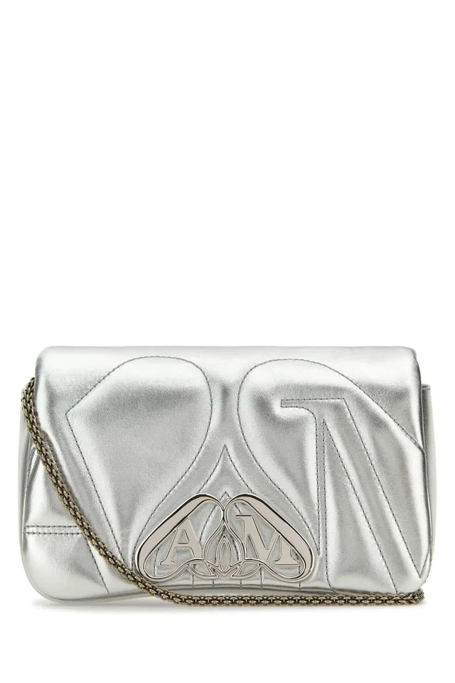 Alexander McQueen Seal Clutch — Silver in Silver Lambskin from HEWI