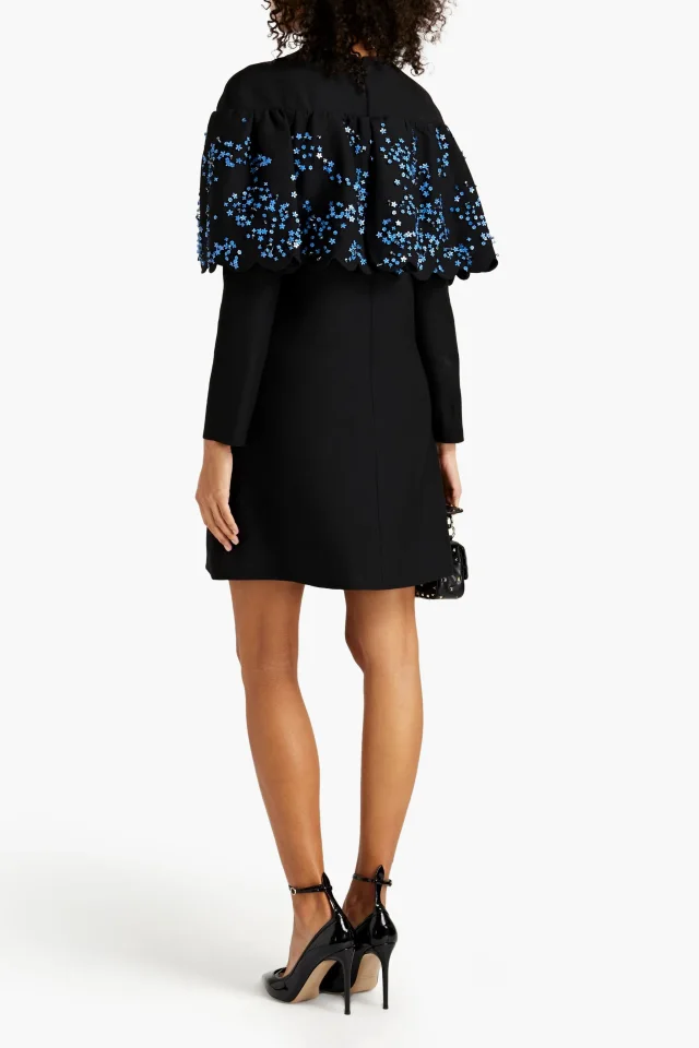 Valentino Garavani Embellished Wool and Silk-Blend Crepe Mini Dress, photo 3 of 4 from THE OUTNET