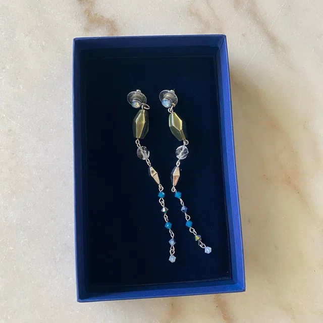 Swarovski Crystal Dangle Earrings in silver|blue|gray from Poshmark