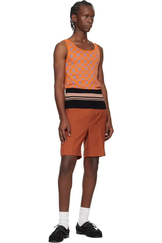 Dries Van Noten Orange & Purple Jacquard Tank Top, photo 4 of 4 from SSENSE