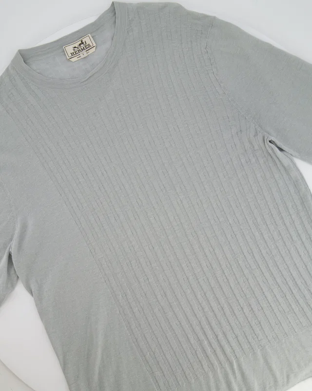 Hermès Menswear Grey T-Shirt with H Striped Details Size S (UK 36) in Grey from Sellier