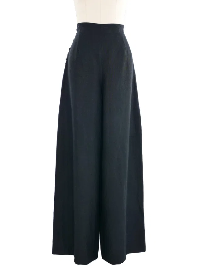 1998 Chanel Black Linen Sailor Trousers in Black from Arcade Vintage