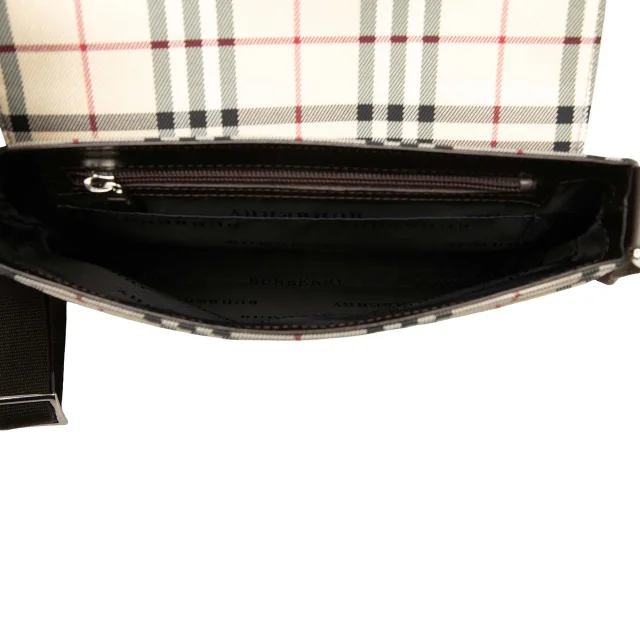 Beige Burberry House Check Canvas Flap Crossbody in Beige Canvas from Designer Revival, photo 4 of 6