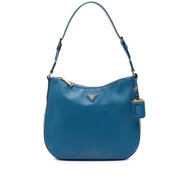 Blue Prada Saffiano Lux Shoulder Bag in Blue Saffiano leather from Designer Revival
