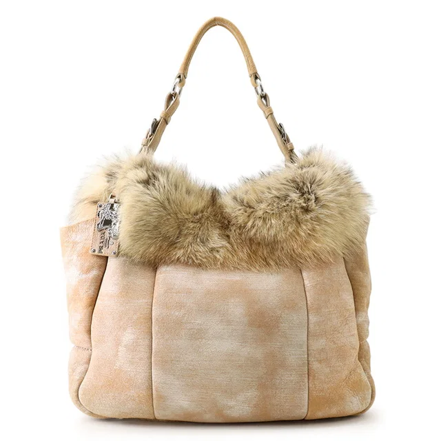 Prada Fur Tote Bag BeigeBR3800 Leather Fur in Leather from GALLERY RARE