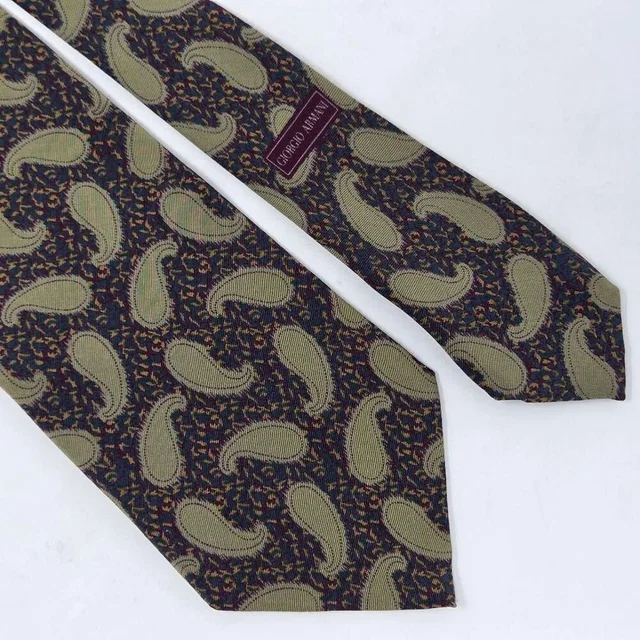 Giorgio Armani Cravatte Silk Tie Olive Tan Abstract Paisley 3.75" X 58" Vintage in brown|neutral Silk from Poshmark