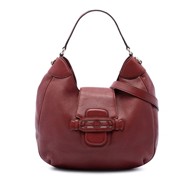 Red Gucci Grained Calfskin Dressage Hobo Satchel in Red Caviar leather from Designer Revival