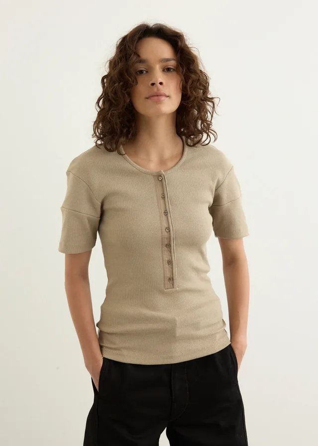 Lemaire Fitted Henley Top in Green from Incu, photo 1 of 1