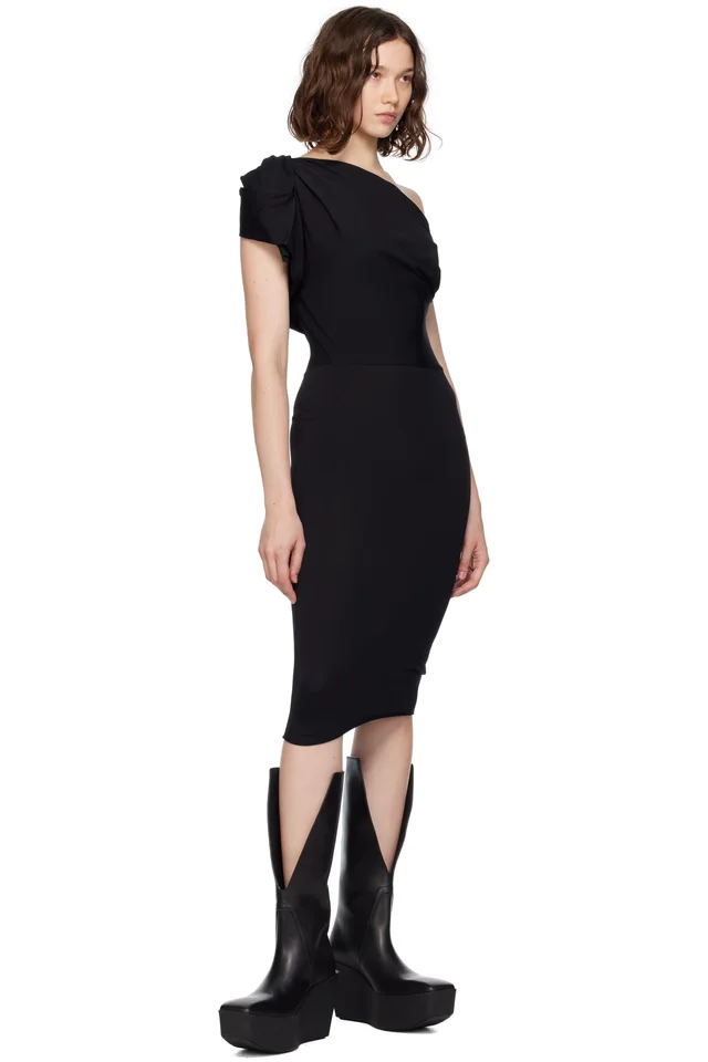 Rick Owens Black Concordians Twist Minidress, photo 4 of 4 from SSENSE