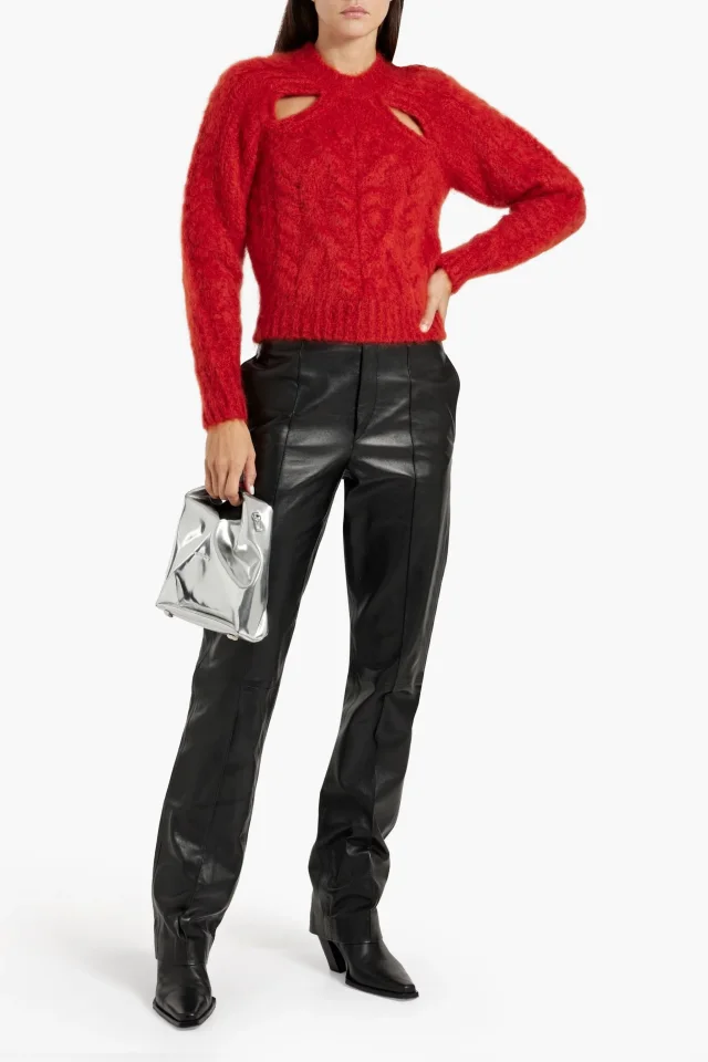 Isabel Marant Banilirok High-Rise Straight-Leg Leather Pants in Black, photo 2 of 4 from THE OUTNET