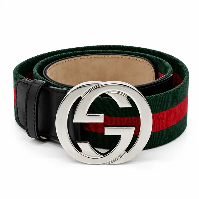 Gucci Red & Green GG Nylon Web Belt in Red Nylon from Clotheshorse Anonymous