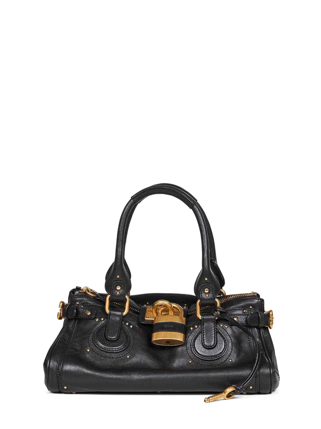 Chloé Paddington Shoulder Bag — Black Calf Leather in Black Calfskin from HEWI